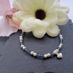 Blue Bead Heart Bracelet