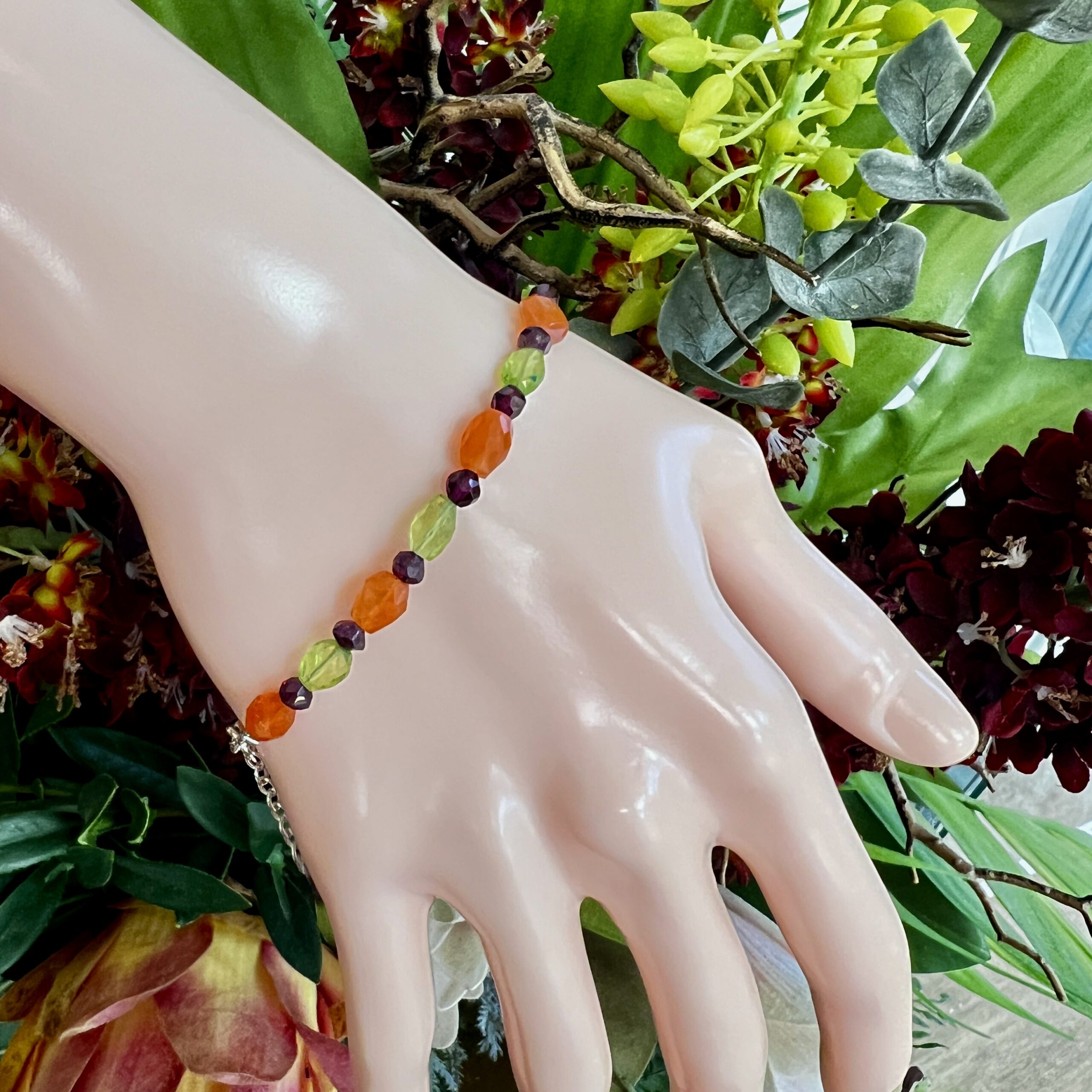 Orange Gemstone Bead Bracelet