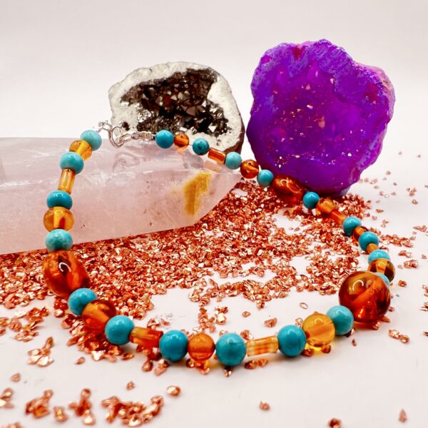 Turquoise and Amber Bracelet