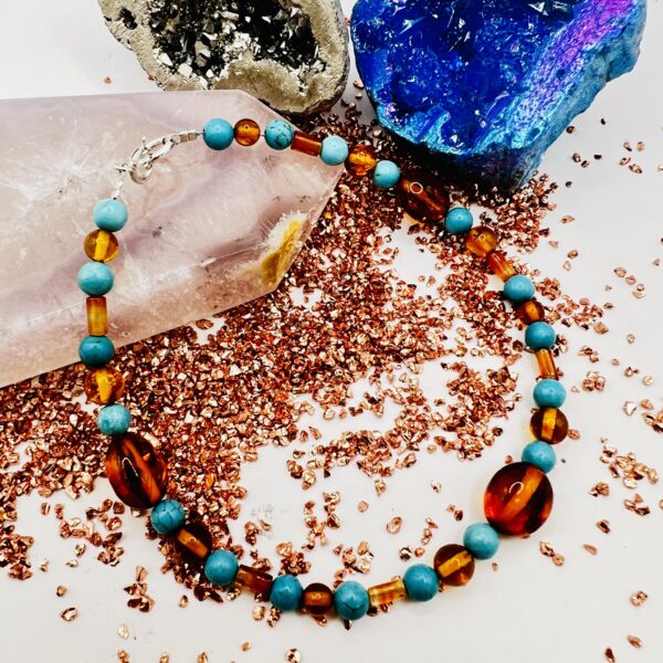 Turquoise and Amber Bracelet