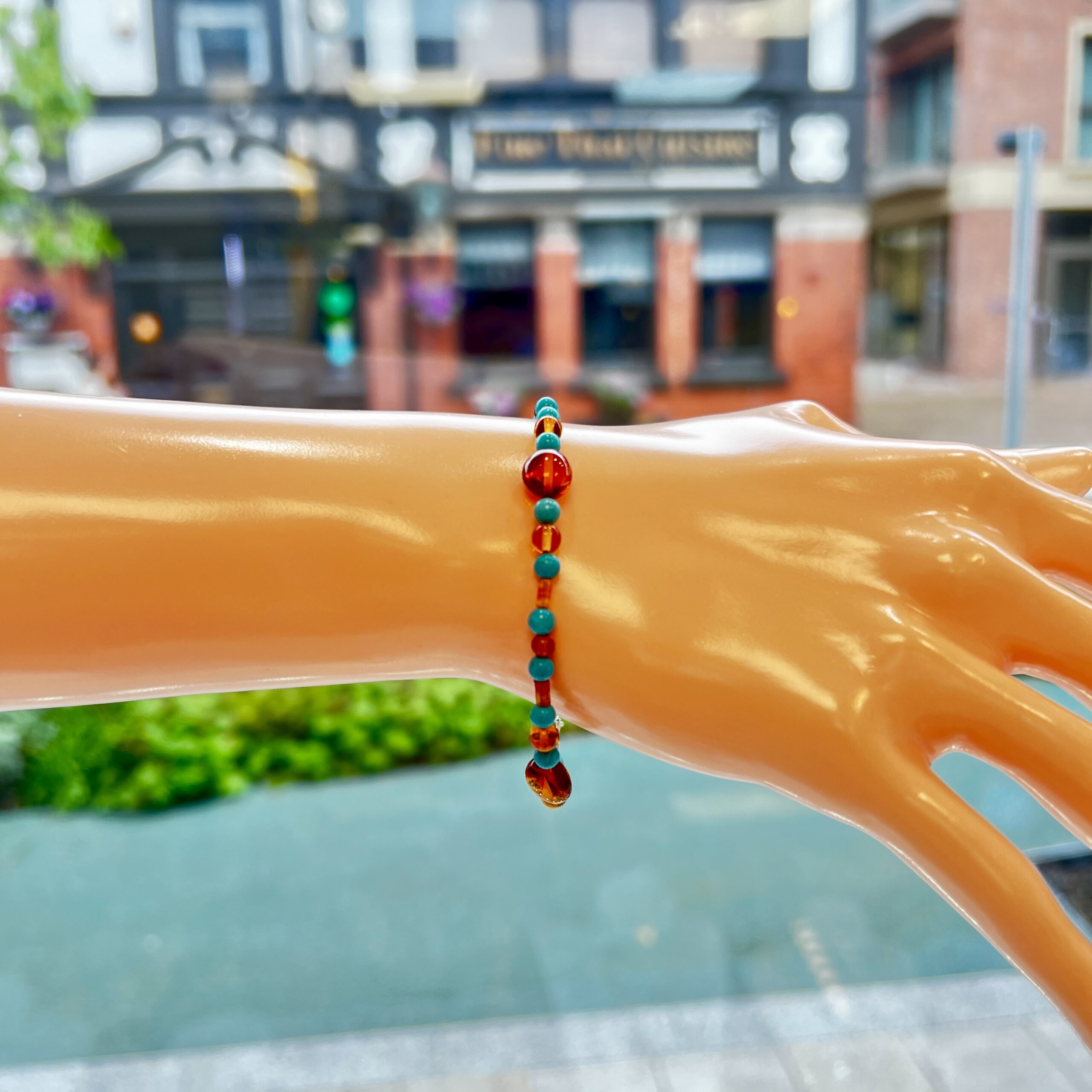 Turquoise and Amber Bracelet