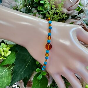 Turquoise and Amber Bracelet