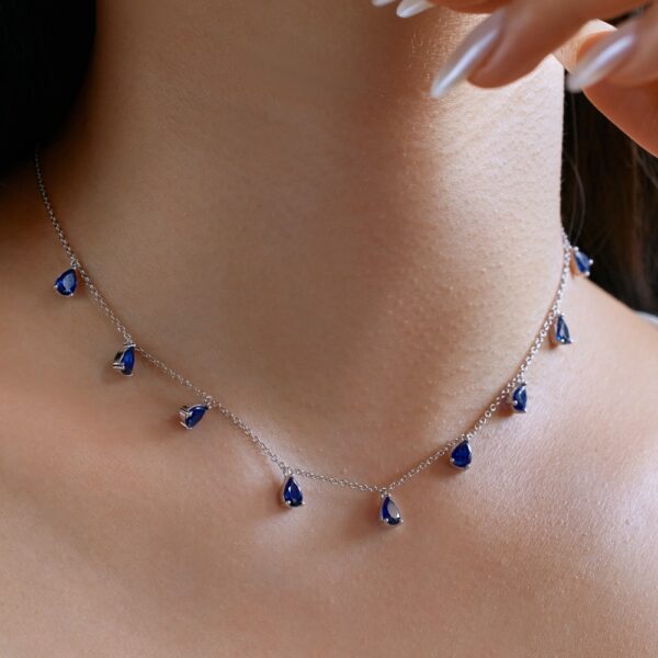 Blue Sapphire Droplet Necklace