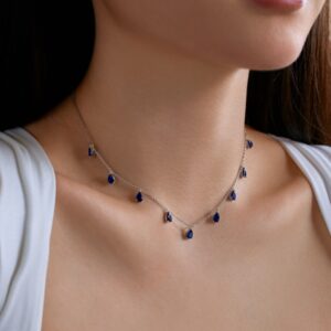 Blue Sapphire Droplet Necklace