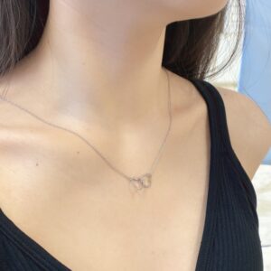 Double Silver Heart Necklace