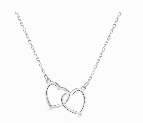 Double Silver Heart Necklace