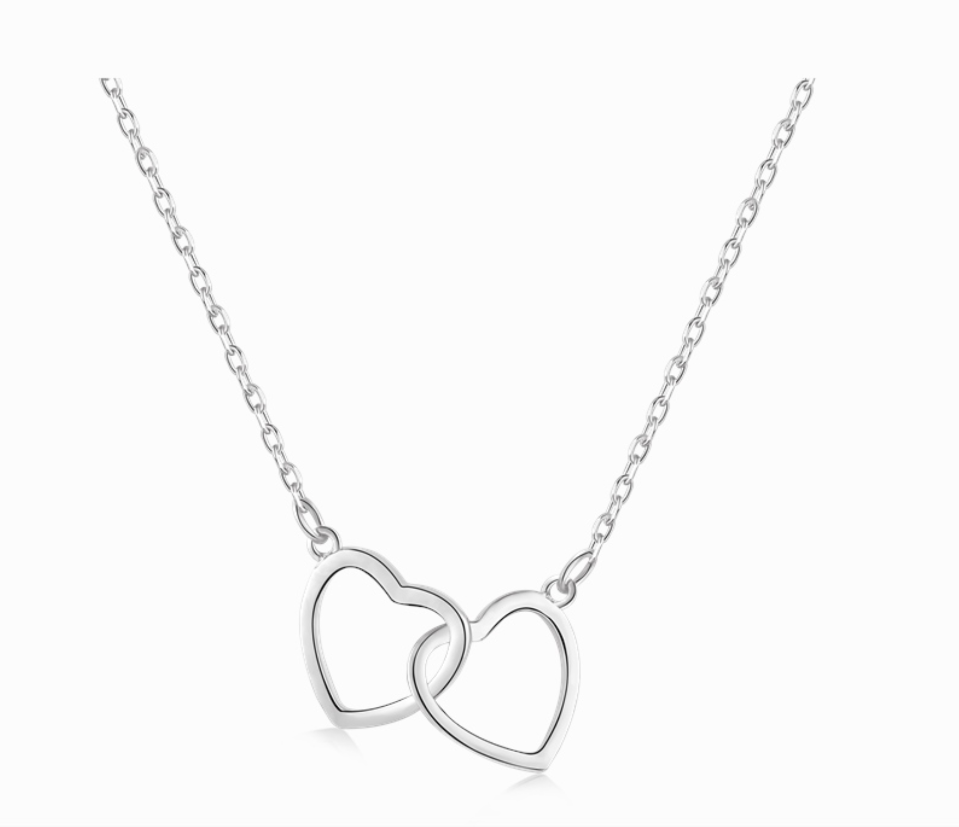 Double Silver Heart Necklace