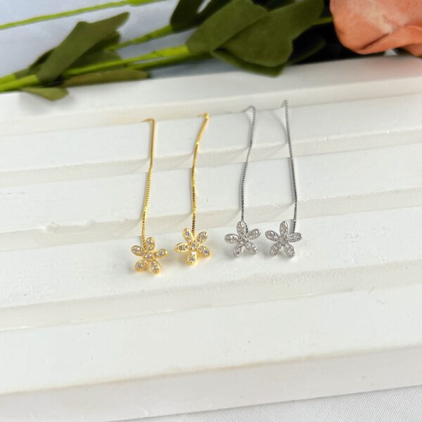 Flower Thread Earrings Silver