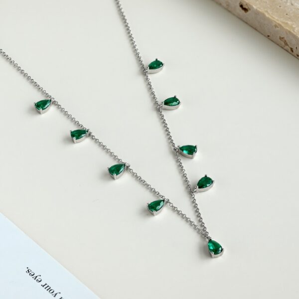 Green Emerald Droplet Necklace