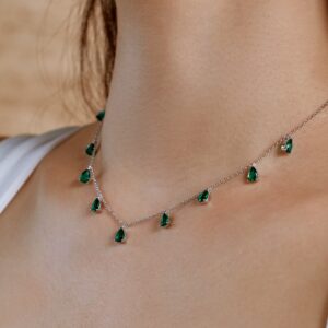 Green Emerald Droplet Necklace