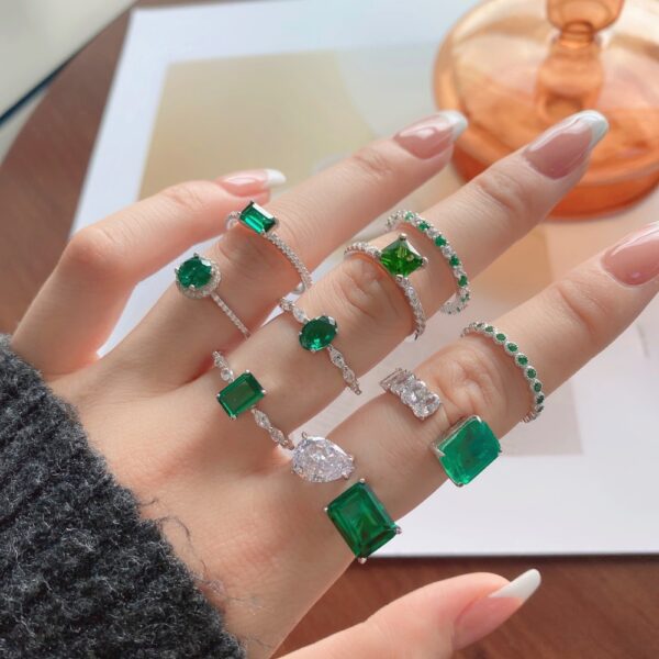 Green Stone Open Ring