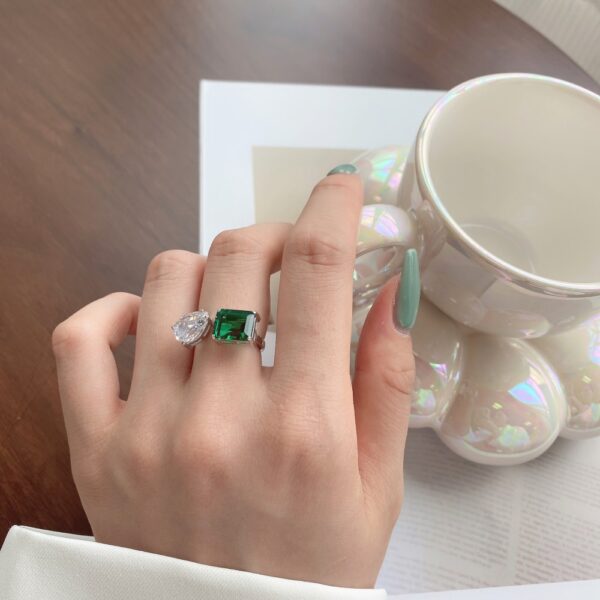 Green Stone Open Ring