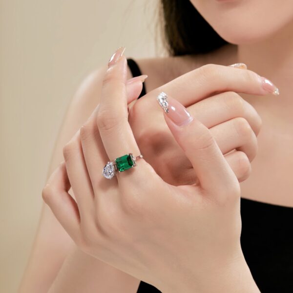 Green Stone Open Ring