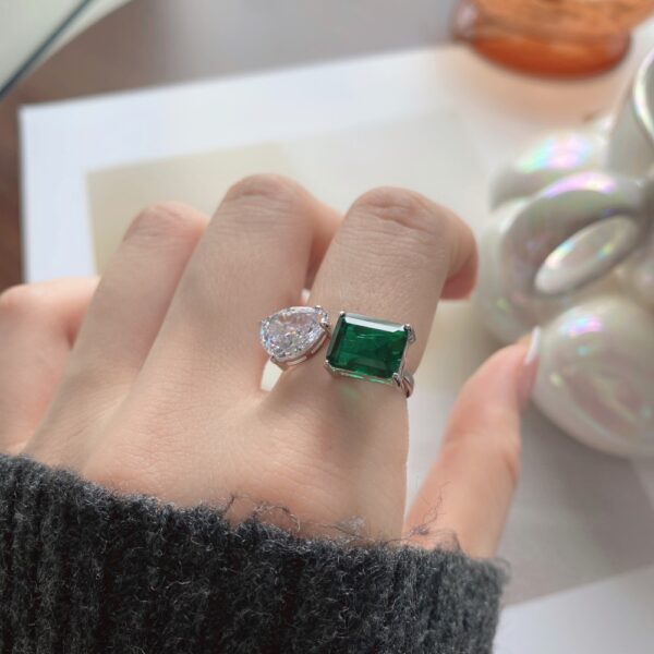 Green Stone Open Ring