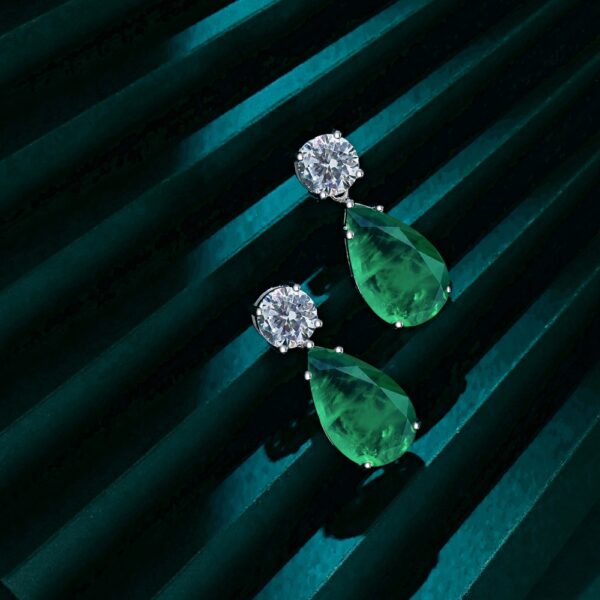 Green Tear Drop Earrings