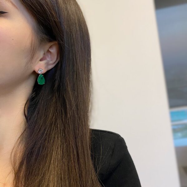 Green Tear Drop Earrings