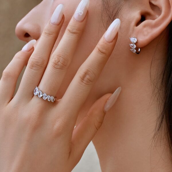 Hoop Earrings Three Stone