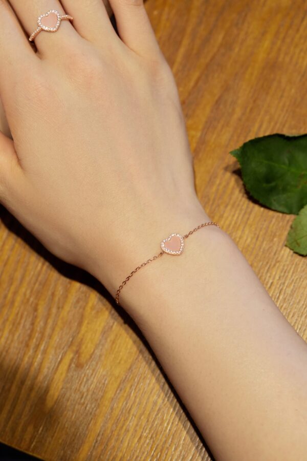 Pink Heart Rose Gold Bracelet