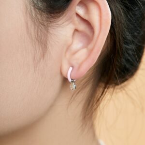 Pink Hoop Huggie Earrings