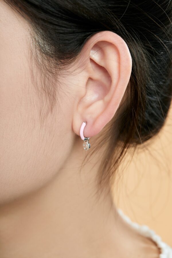 Pink Hoop Huggie Earrings