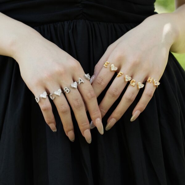 Silver CZ Letter Ring