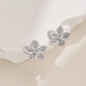 Silver Flower Earrings Studs