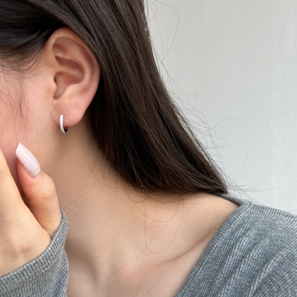 Silver Hoops with Stones