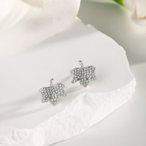 Silver Leaf Earrings Studs