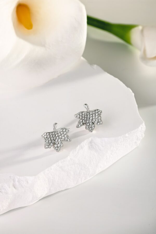 Silver Leaf Earrings Studs