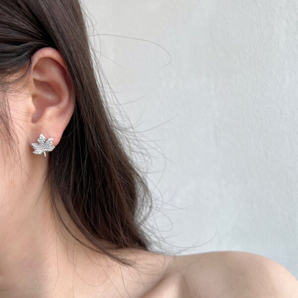 Silver Leaf Earrings Studs