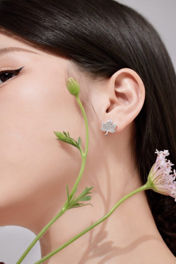 Silver Leaf Earrings Studs