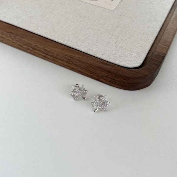 Silver Leaf Earrings Studs