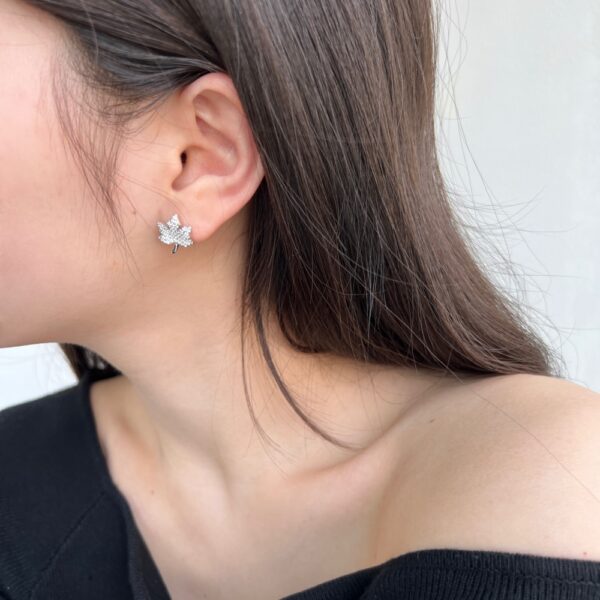 Silver Leaf Earrings Studs