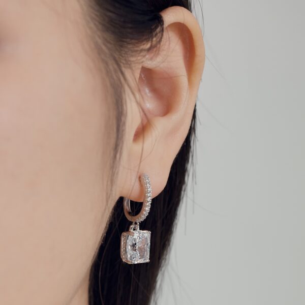 Silver Rectangular Drop Earrings