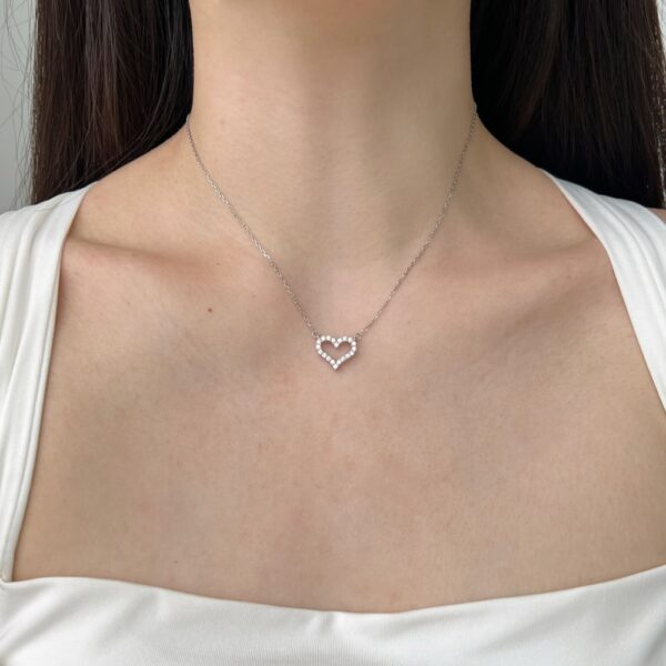 Silver Sparkly Heart Necklace