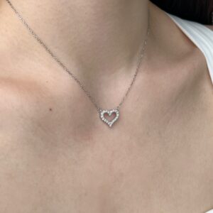 Silver Sparkly Heart Necklace