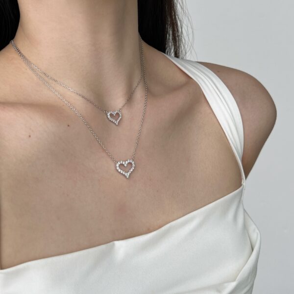 Silver Sparkly Heart Necklace