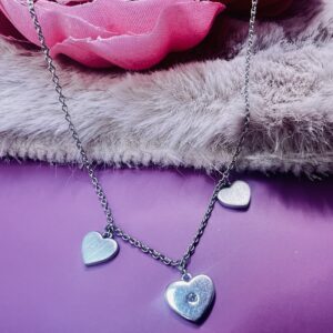 Triple Heart Silver Necklace