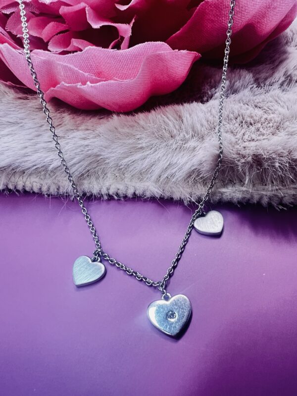 Triple Heart Silver Necklace