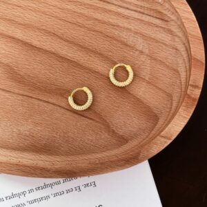 Pave Hoop Earrings Gold