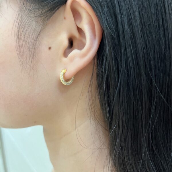 Pave Hoop Earrings Gold